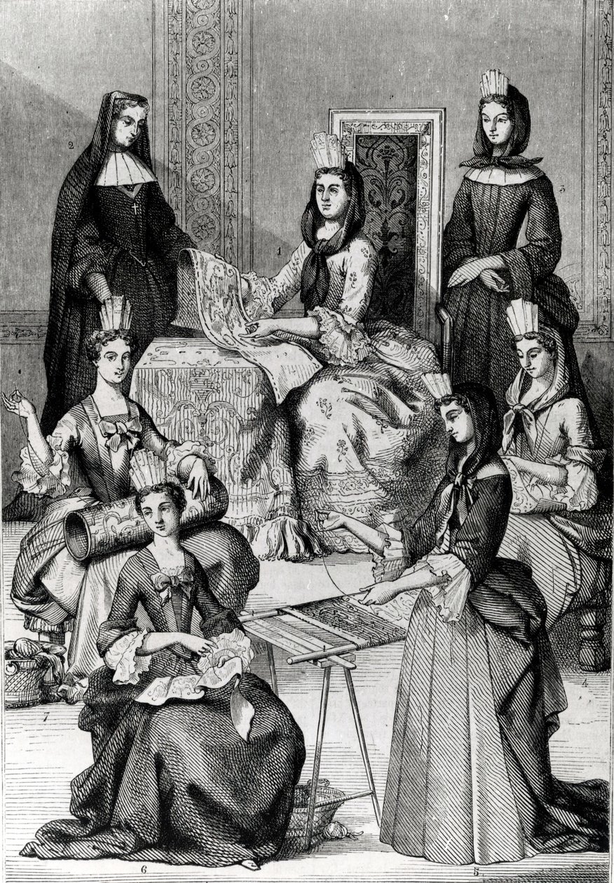 Madame de Maintenon med sine Ladies in Waiting af French School