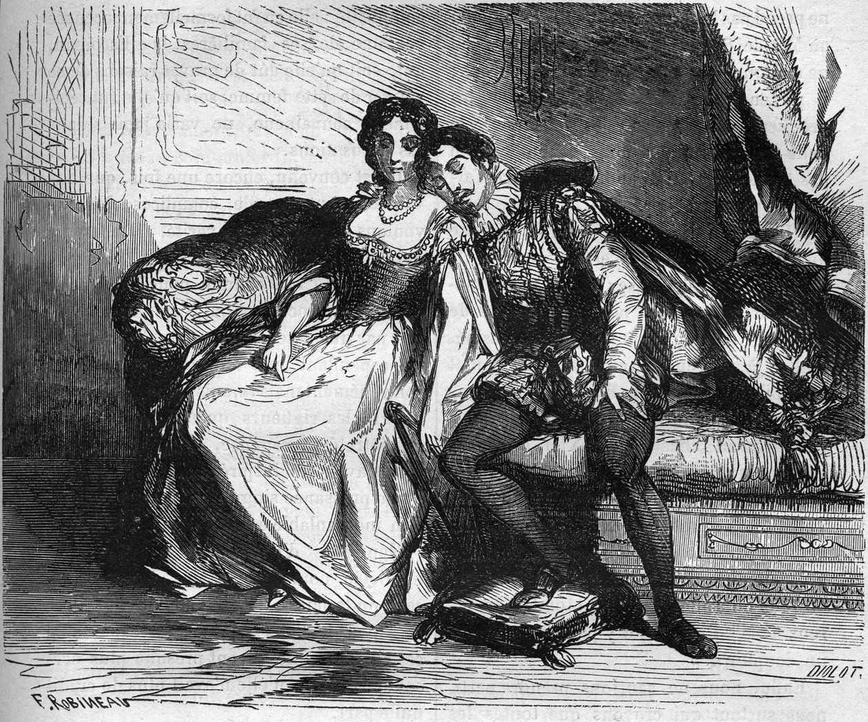 Madame de Sauve, der optrådte for dronning Catherine de Medicis, forførte kong Henrik af Navarra (1553-1610). Indstik i "Prostitutionens og udskejelsens historie blandt alle verdens folkeslag fra oldtiden til i dag" af Dr. Th. -F. Debray. 1879. af French School