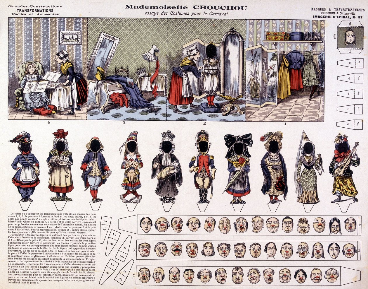 Mademoiselle Chouchou - Prøv kostumer til karneval: transformationer. 19. århundrede. af French School
