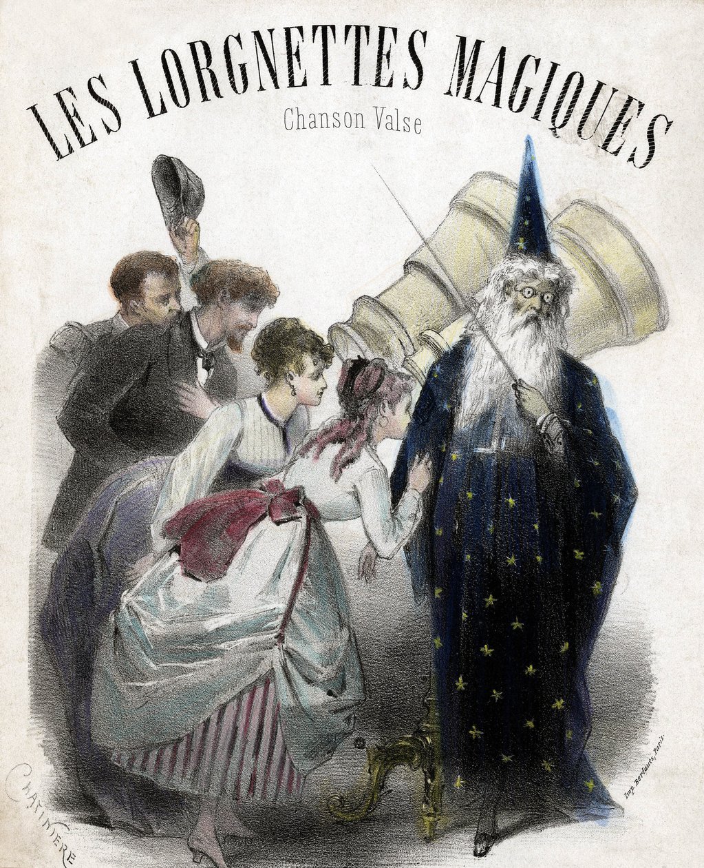 Magiske lorgnettes, sang til populær vals. Litografi af French School