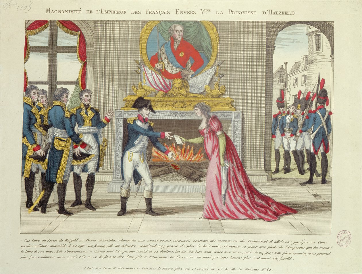 Kejser Napoleons storsind over for prinsessen af Hatzfeld, 1806 af French School