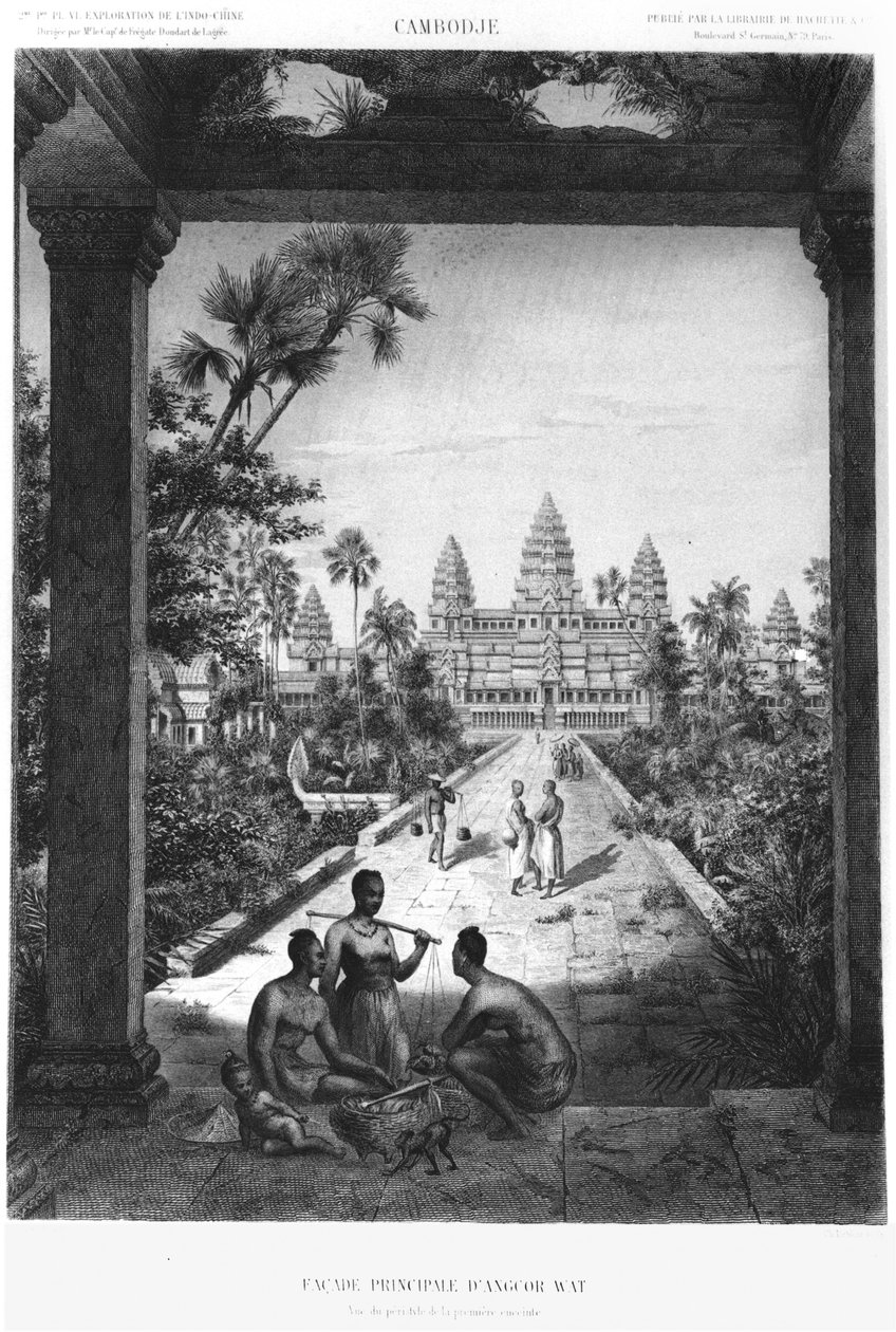 Hovedfacade af Angkor Wat, illustration fra Atlas du voyage d