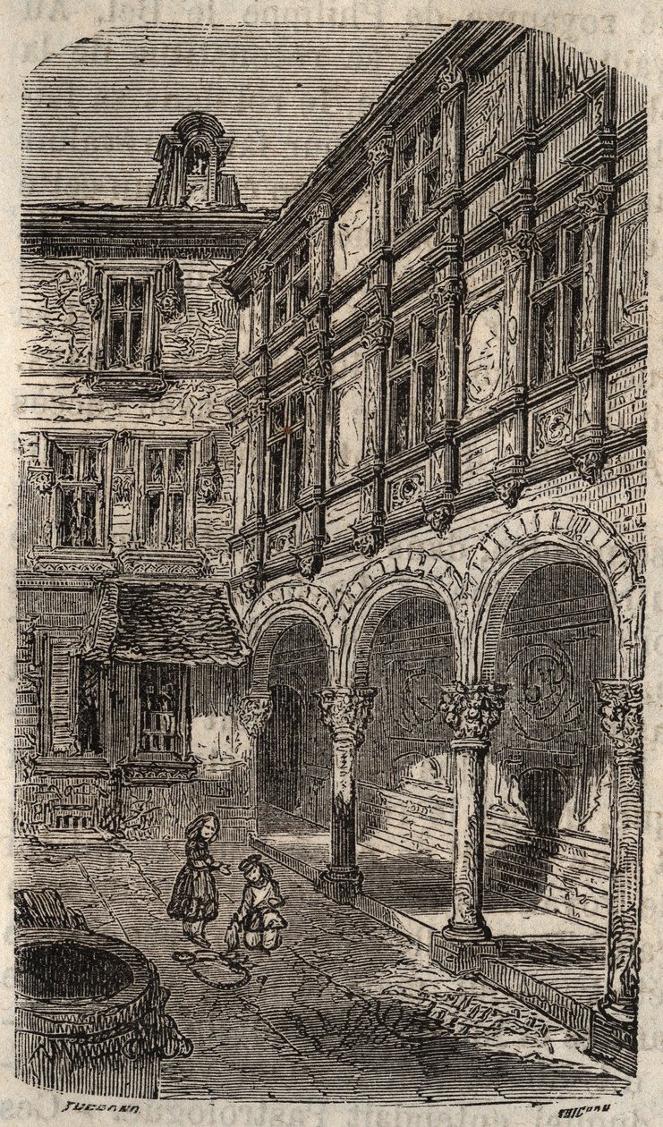 Huset siges at være Agnes Sorel eller Hotel Euverte-Hatte (1524) i Orleans - indgravering i "Histoire de France" af Victor Duruy (1811-1894) - 1882 af French School