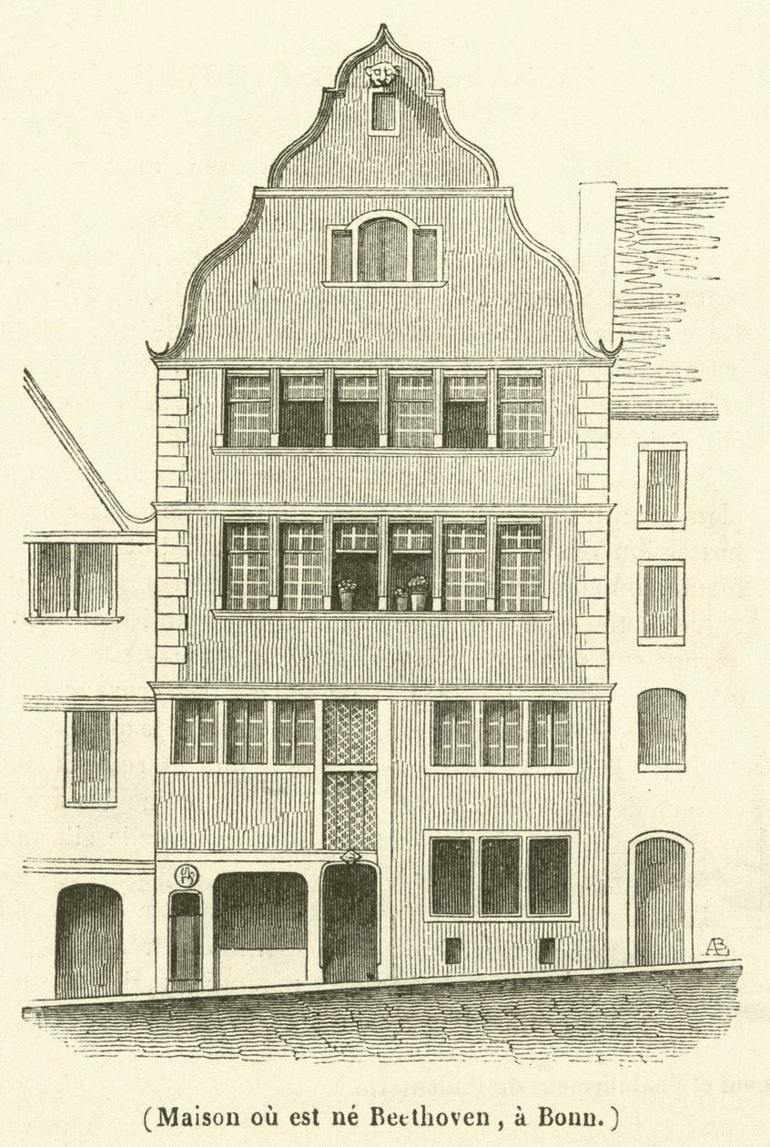 Maison ou est ne Beethoven, a Bonn (kobberstik) af French School