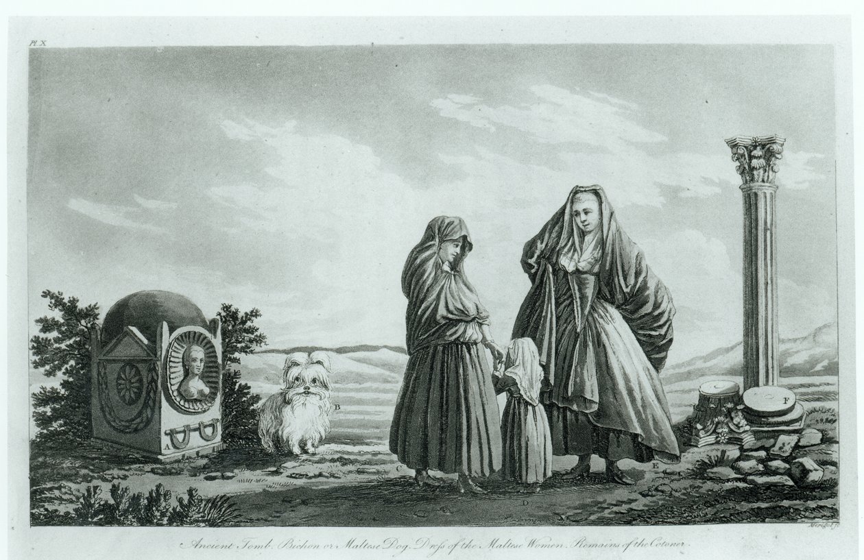 Maltesiske kvinder, fra det antikke og moderne Malta af Pierre Marie Louis de Boisgelin de Kerdu, udgivet 1805 af French School