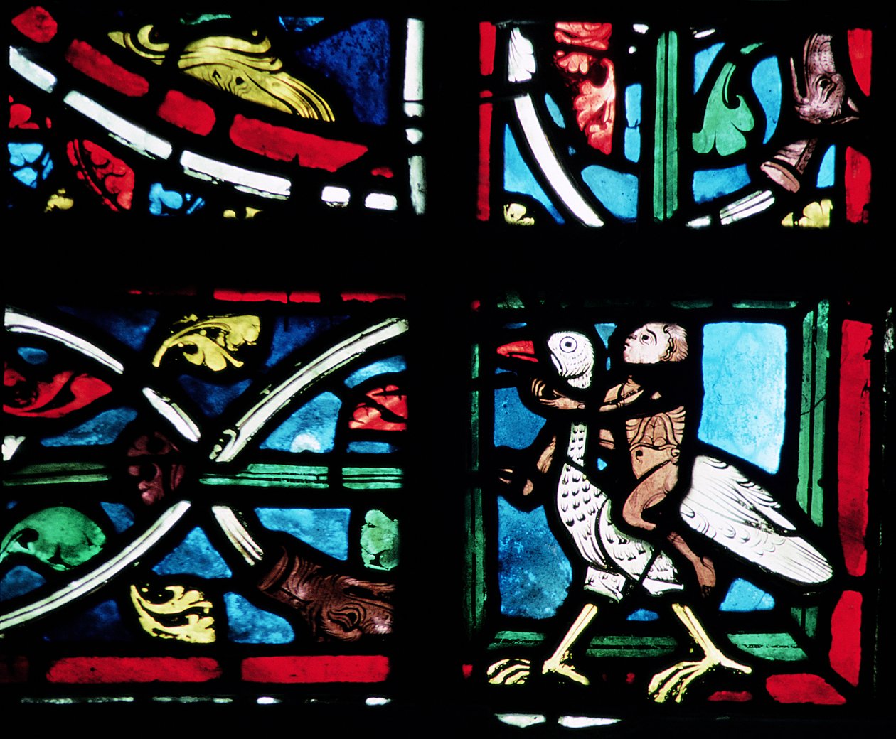 Mand rider på en fugl, 1200-tallet af French School