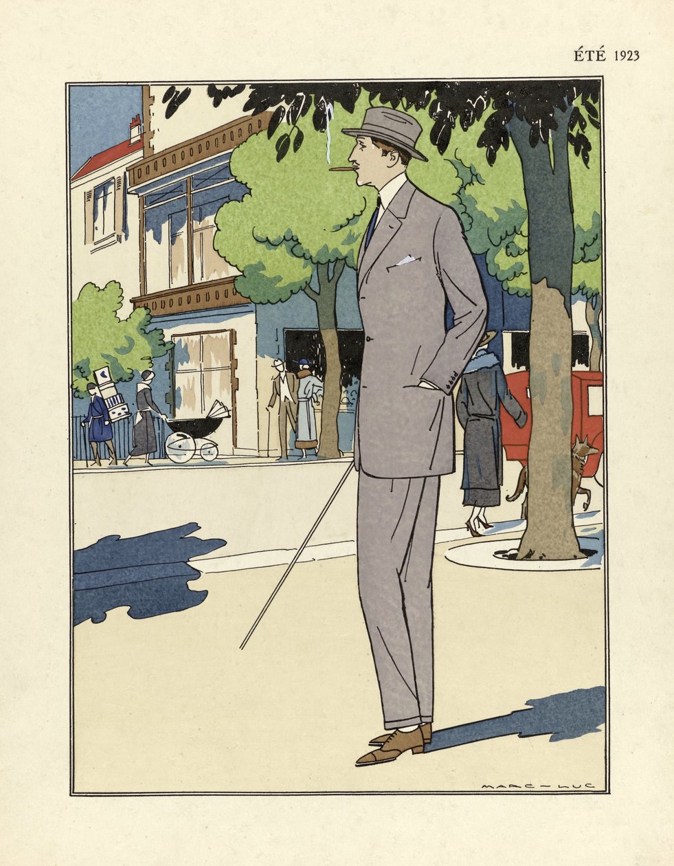 Mans Suit, af Marc-Luc, udg. 1923 (pochoir-tryk) af French School