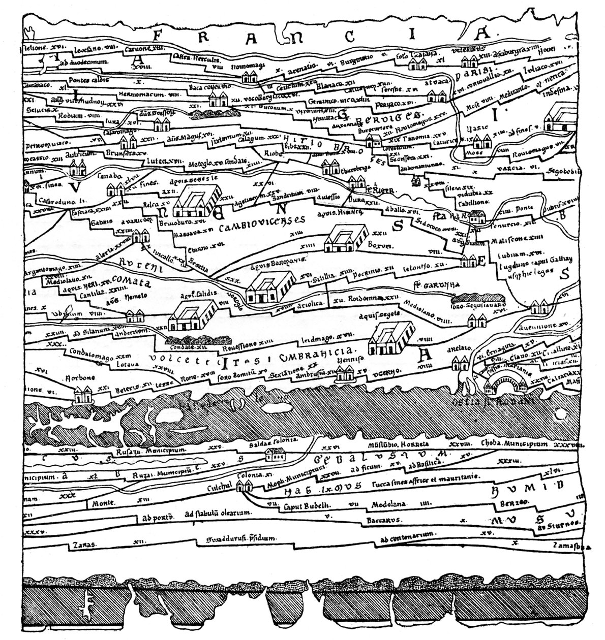 Kort over Gallien - fragment af French School