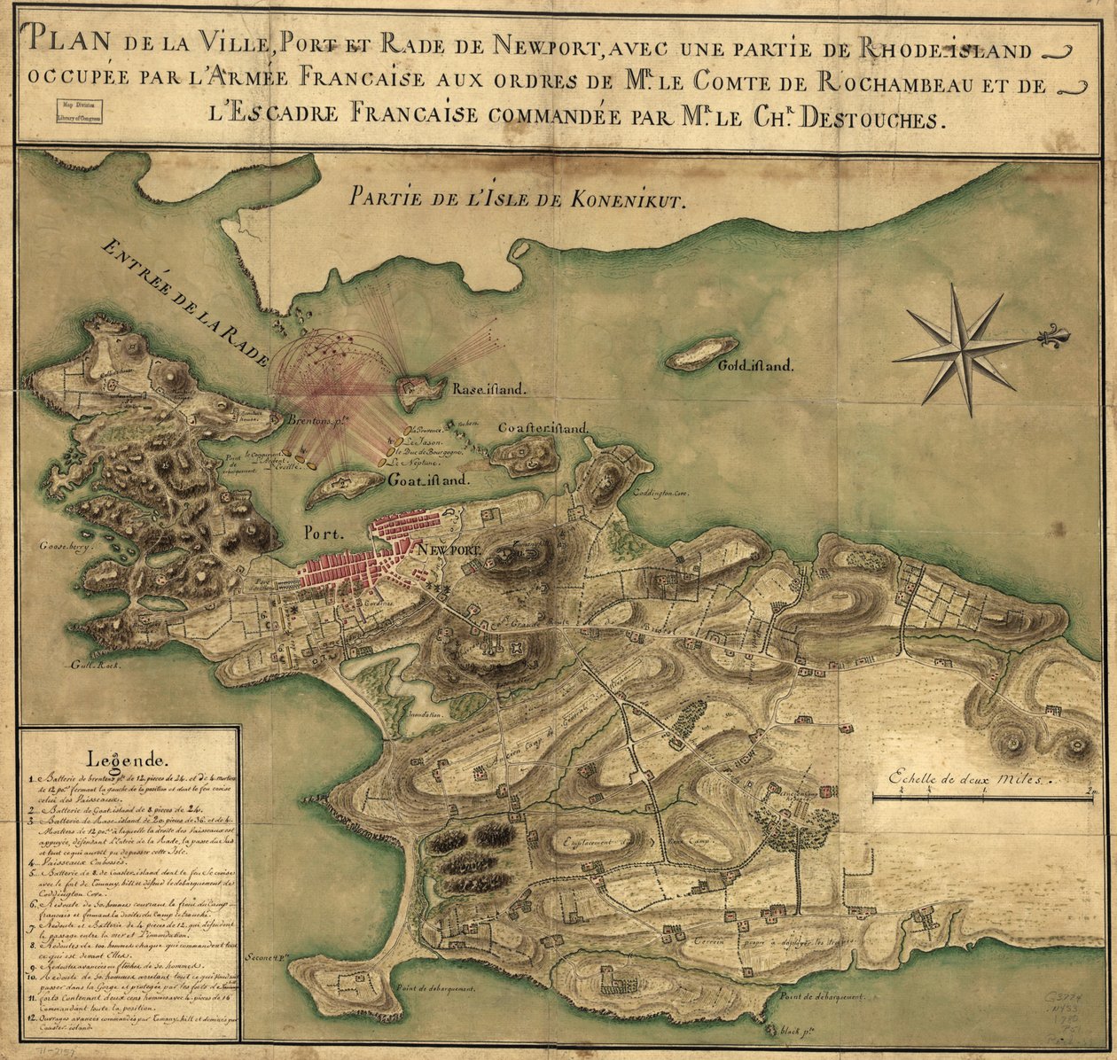 Kort over Newport, Rhode Island af French School
