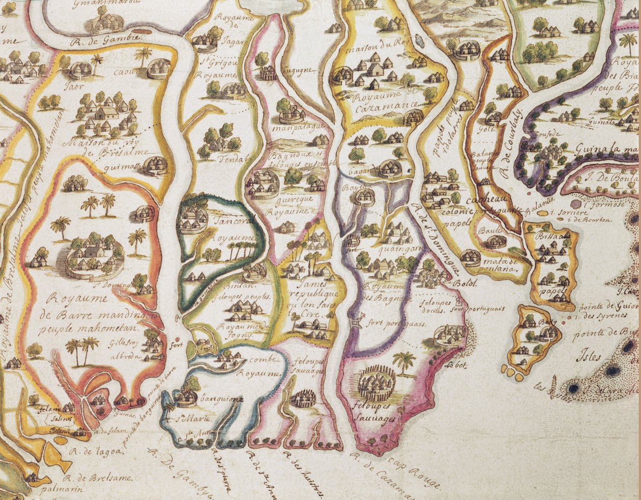 Kort over Afrikas kyst og floden Gambia, 1622 af French School