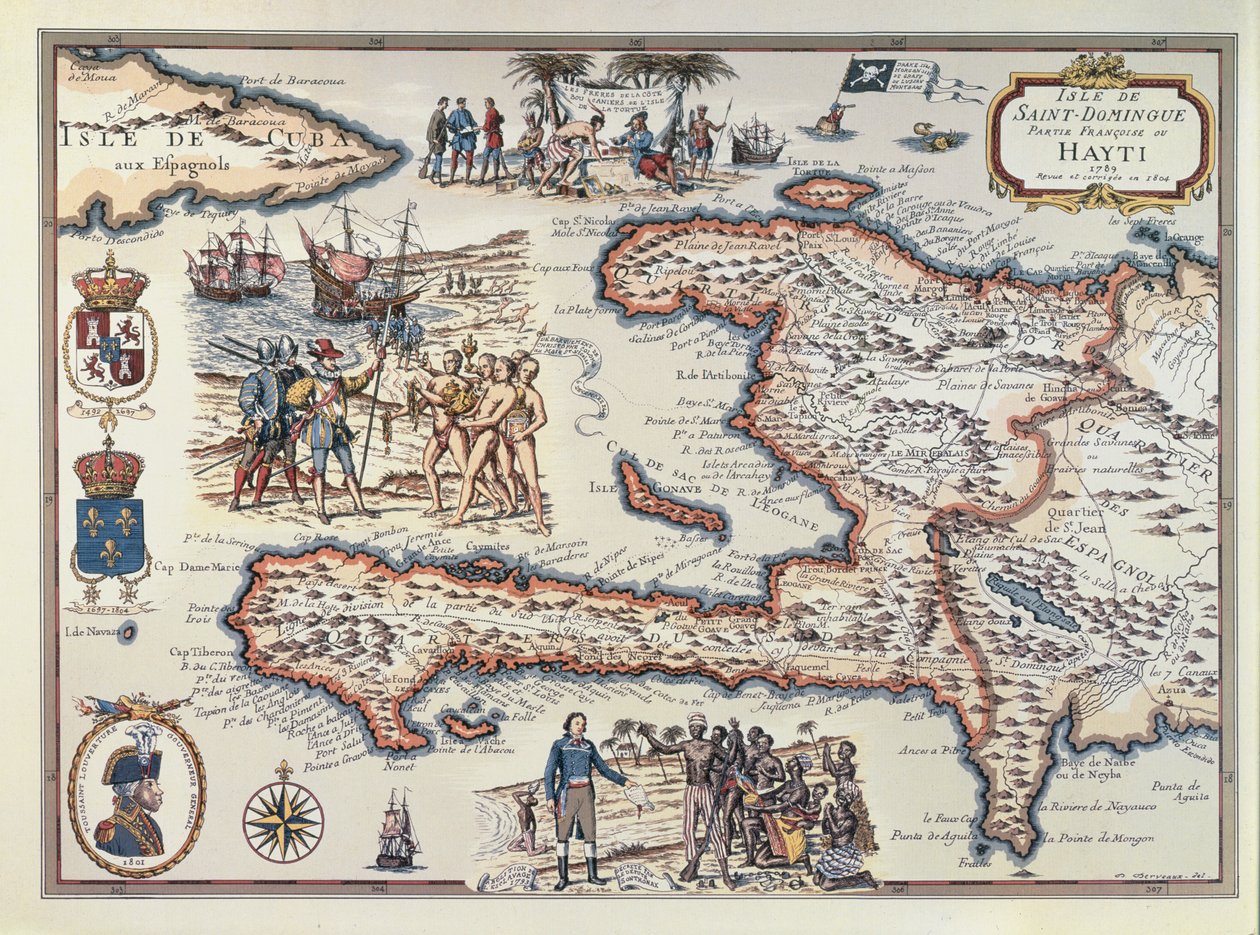 Kort over øen Haiti, 1789 af French School