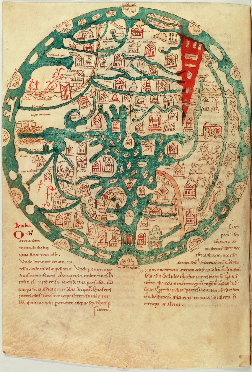 Mappamundi, efter Isidore af Sevilla, ca. 1130-1135 af French School