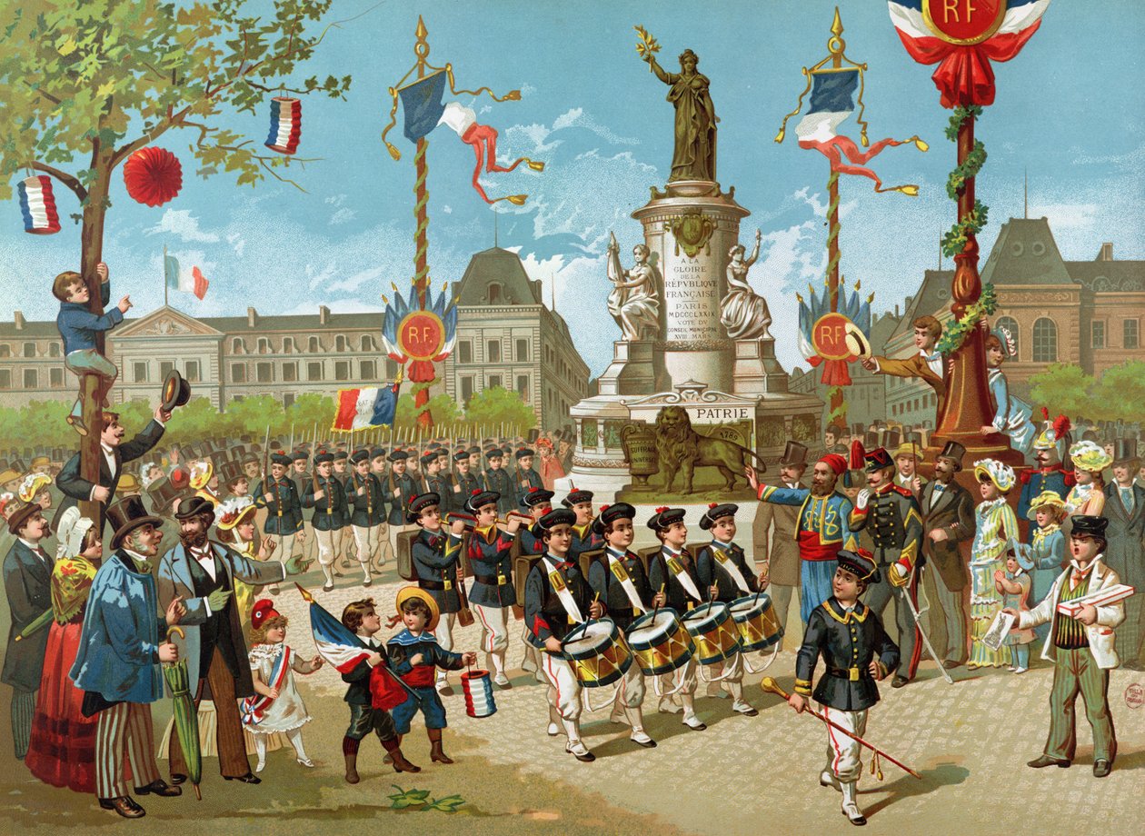Marts af skolebataljoner den 14. juli 1883 på Place de la Republique af French School