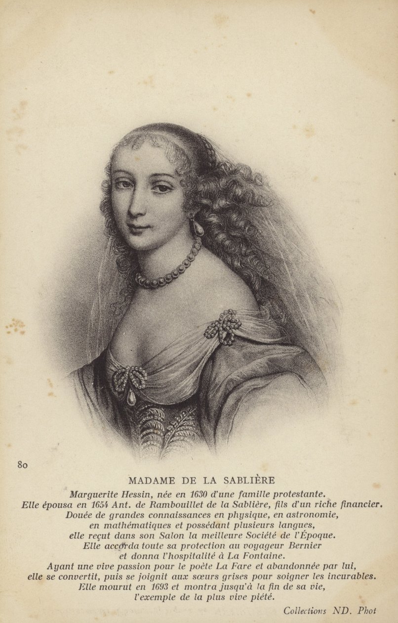 Marguerite de la Sabliere (ca. 1640-1693), fransk salonist (litografi) af French School