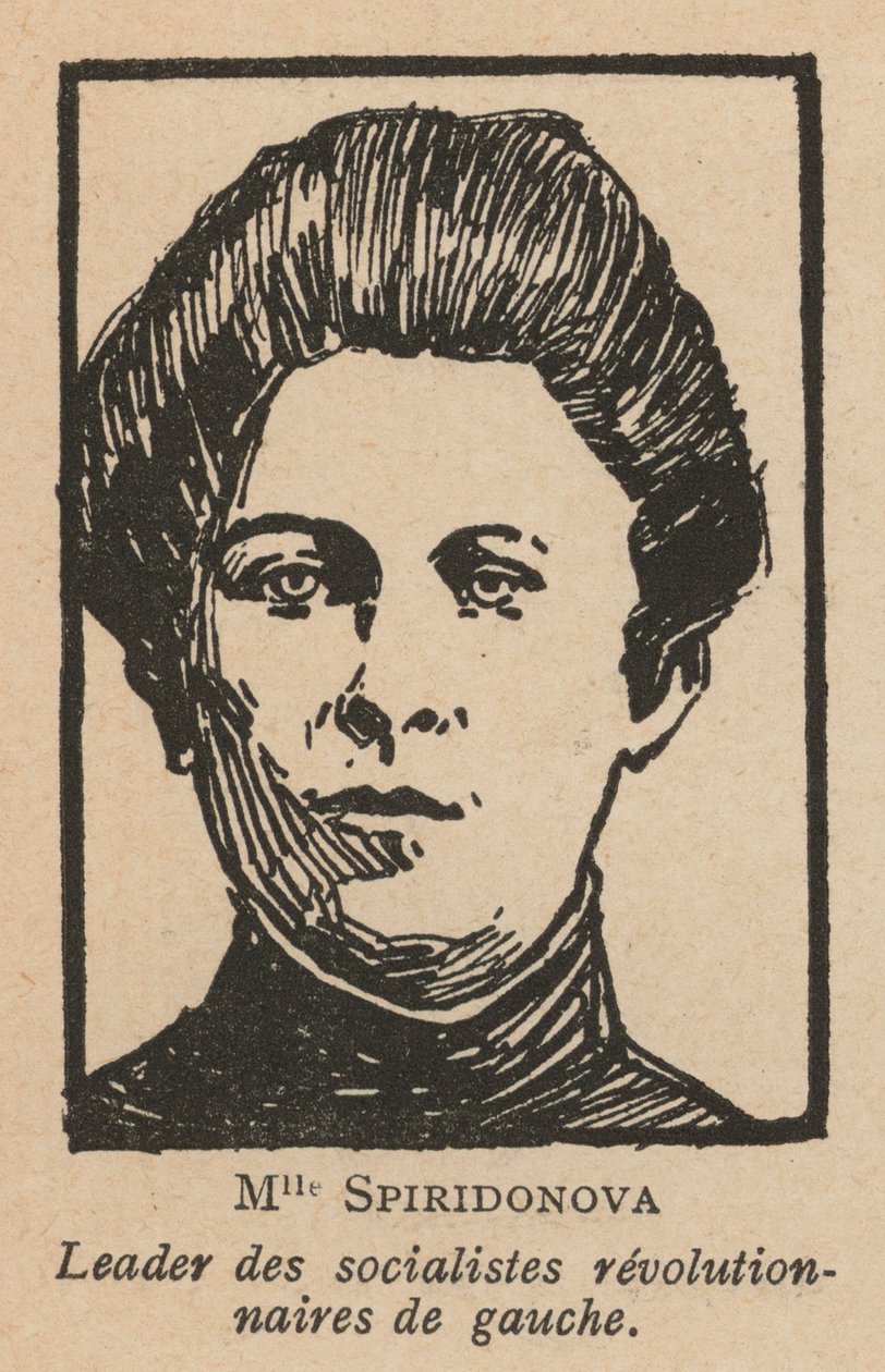 Maria Spridonova, russisk revolutionær og leder af partiet Venstresocialistrevolutionærerne (litografi) af French School