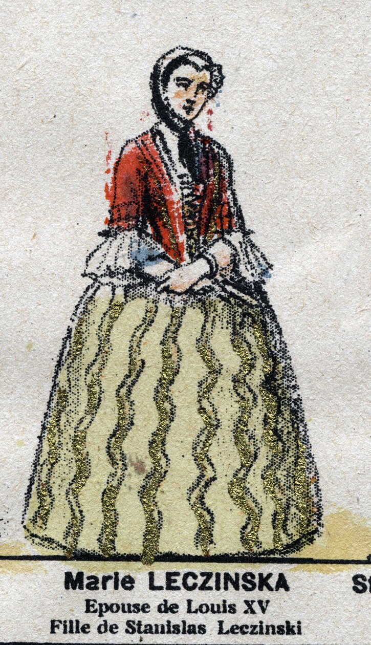 Marie Leszczynska (1703-1768), dronning af Frankrig, hustru til Louis XV. i "" Galeriede Kings and Queens of France og berømte karakterer fra 1643 til 1895"" Epinalt billede. af French School