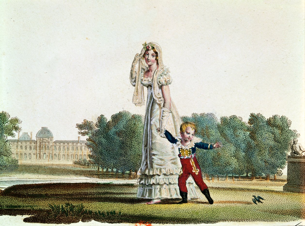 Marie Louise (1791-1847) og kongen af Rom (1811-32) foran Tuileries-paladset af French School