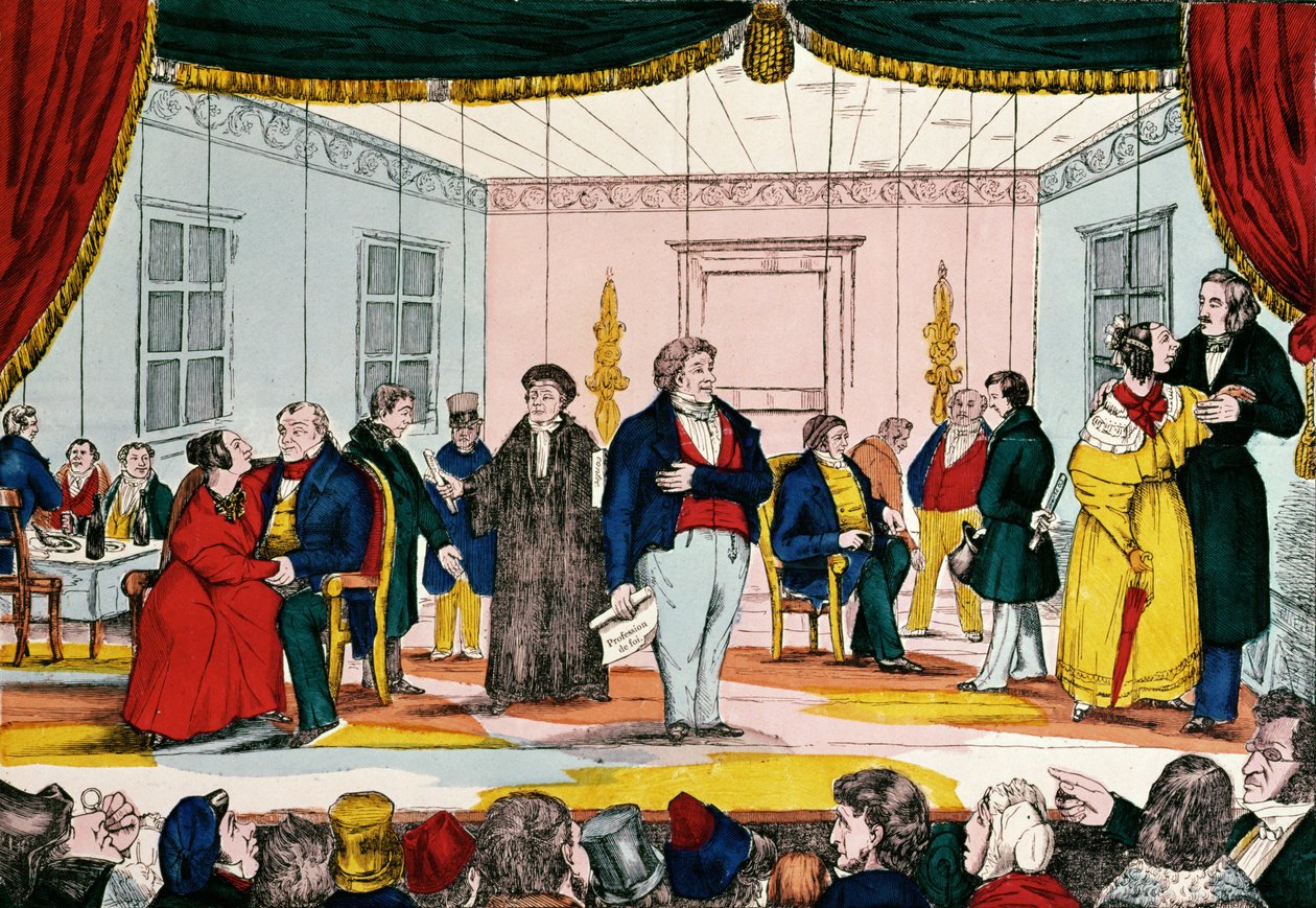 Marionetter, karikatur af Bourgeoisiet, 1839 af French School