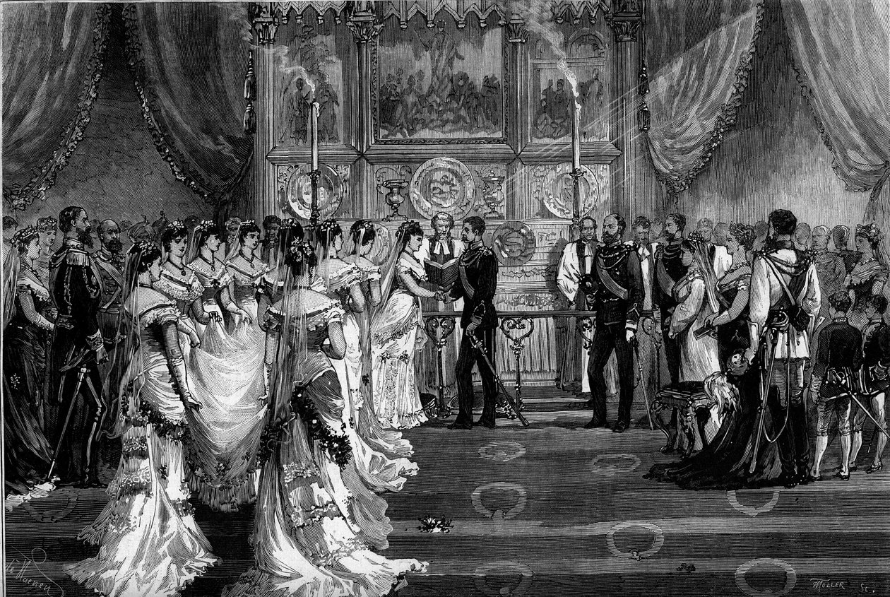 Ægteskab mellem prins Arthur af Connaught og Strathearn (1850-1942) og prinsesse Margaret af Preussen (1860-1917) af French School