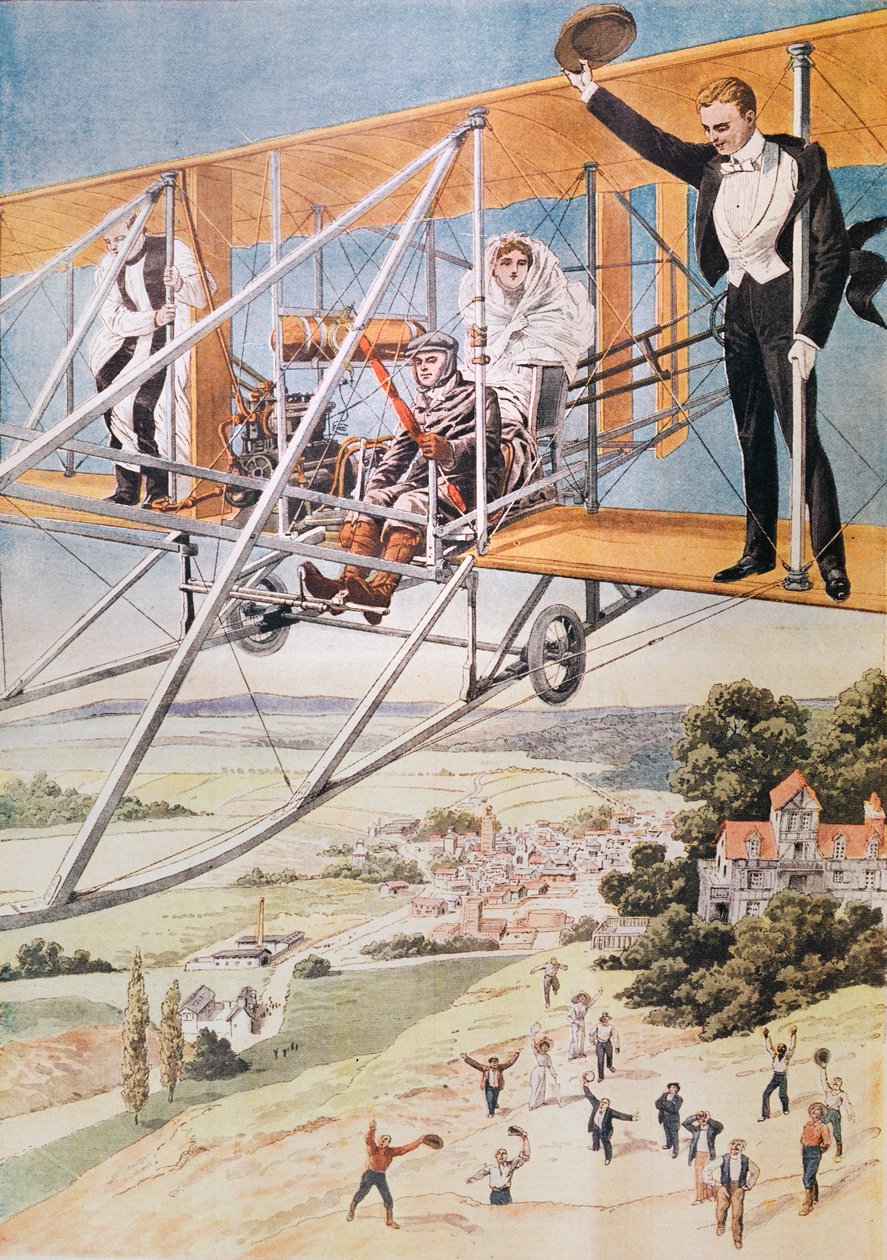 Ægteskab på et fly, illustration fra Le Petit Journal 1911 af French School