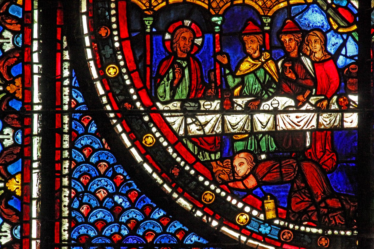 Mary Magdalene vindue: Maria i Simons hus (w46) af French School