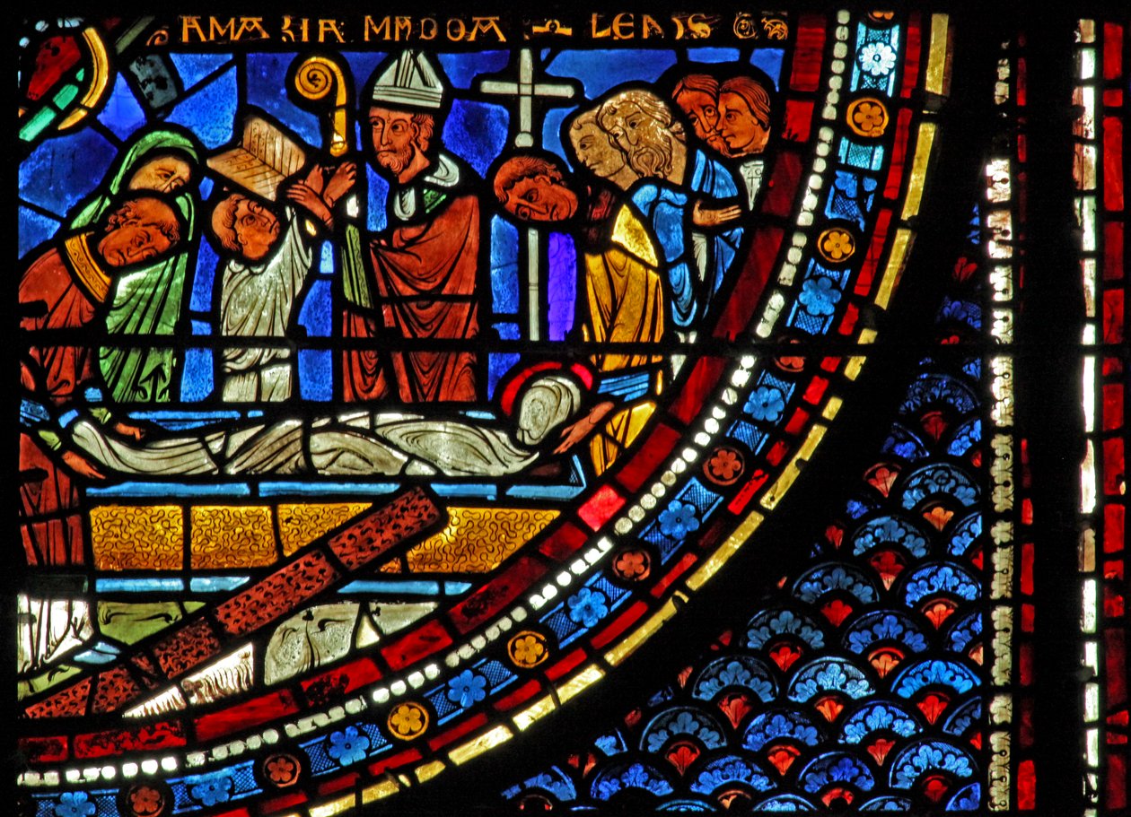 Mary Magdalene-vinduet: Maria Magdalenas gravlæggelse (w46) af French School