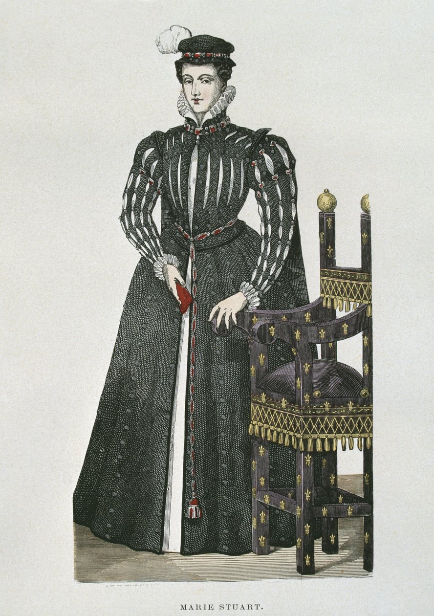 Mary Queen of Scots (1542-87), kopi af en miniature fra Recueil de Gaignieres af French School