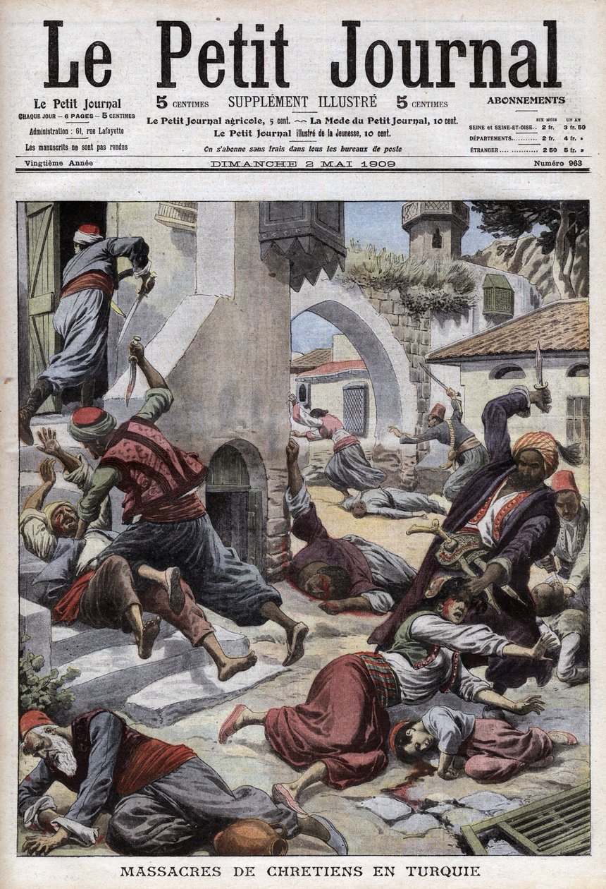 Massakre på kristne i Tyrkiet: massakre på 30.000 armeniere i byen Adana (Kilicien) (1. april af French School