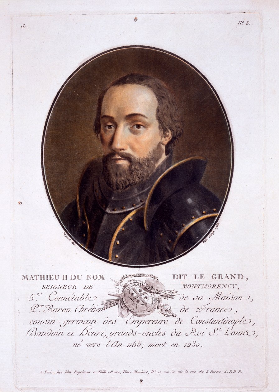 Mathieu II de Montmorency, fra Portraits of Great Men, Illustrious Women, and Memorable Subjects of France, udgivet 1787-92 af French School