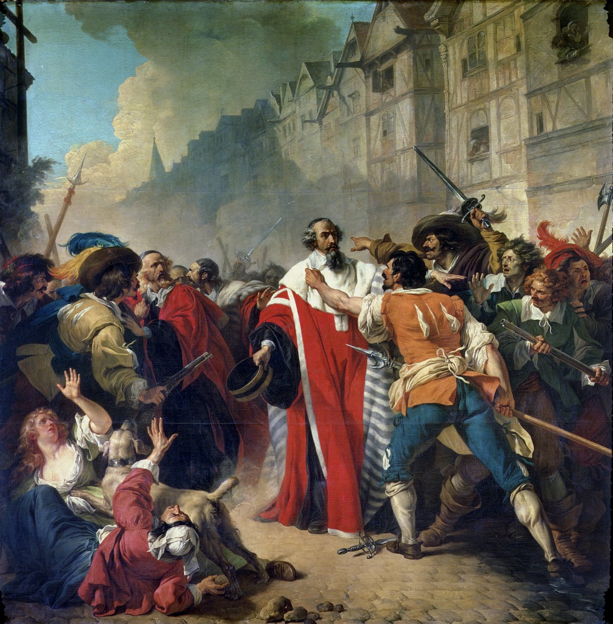 Mathieu Mole blev stoppet af det parisiske publikum, da han vendte tilbage fra et besøg i Mazarin og dronning Anne af Østrig, 1879 af French School