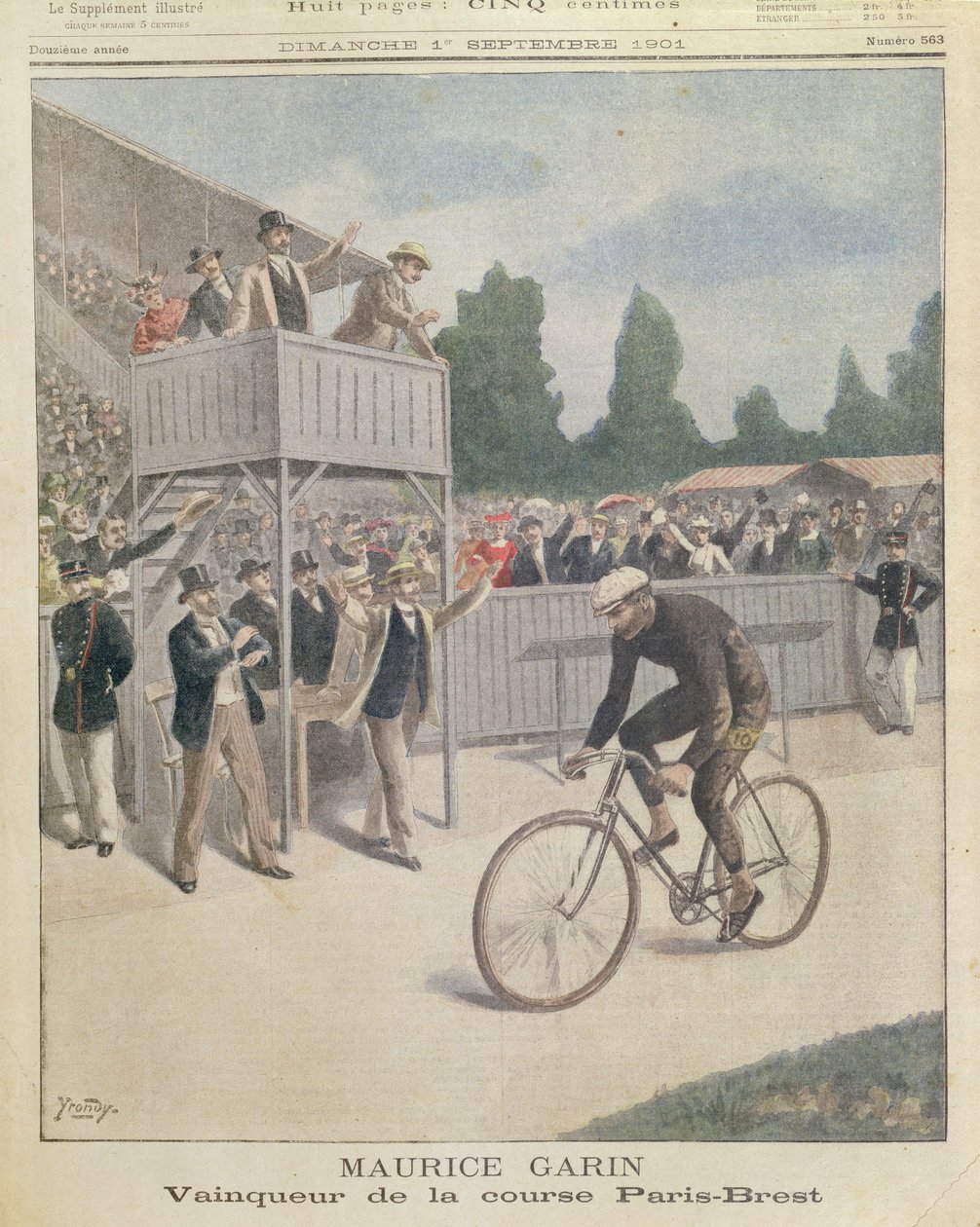 Maurice Garin (1871-1957) mester i Paris-Brest-løbet, fra Le Petit Journal, 1. september 1901 af French School