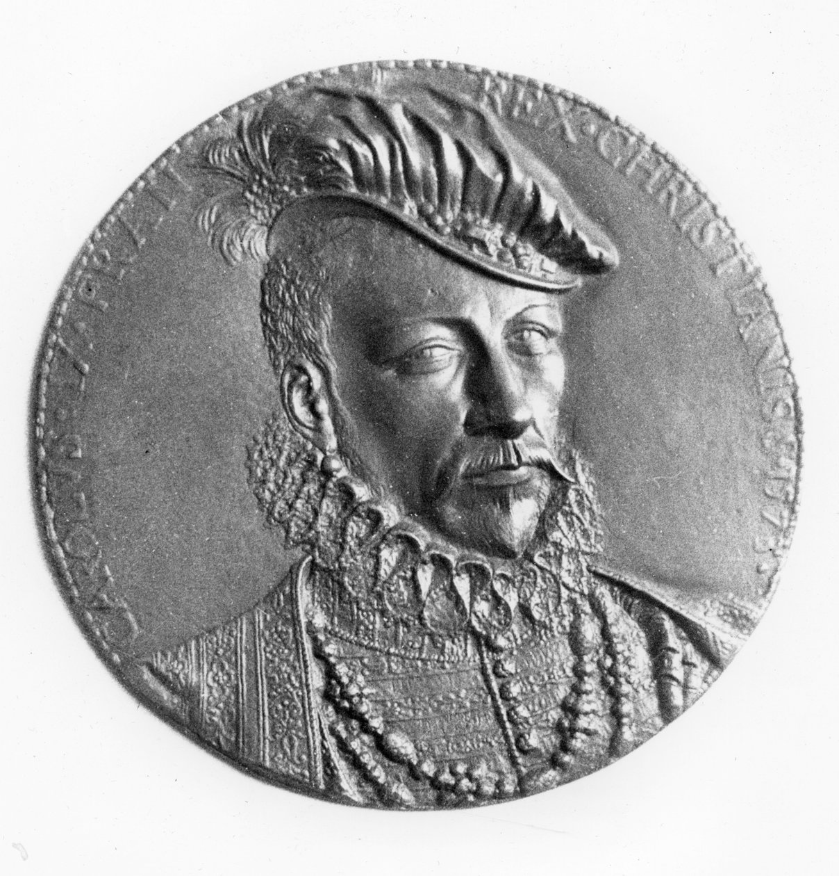 Medaljon af Charles IX, konge af Frankrig (bronze) af French School