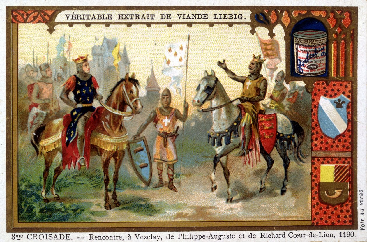 Møde i Vezelay af Philippe Auguste og Richard Coeur de Lion af French School