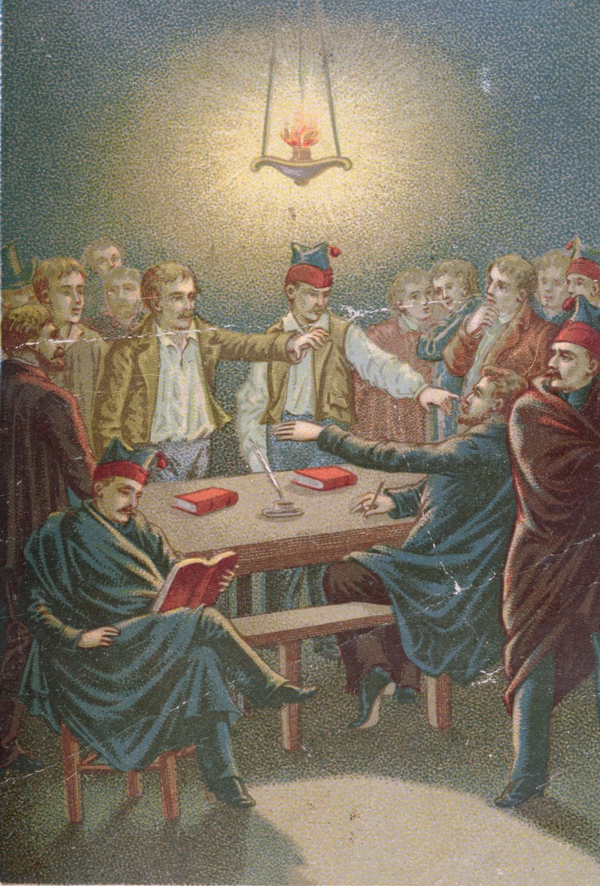 Carbonariernes møde, ca. 1815-30 af French School
