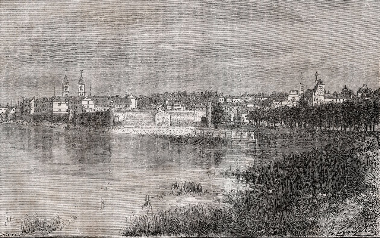 Melun - Ile-de-France - indgravering i "La France illustrée: geografi, historie, statistisk administration" af V.A. Malt-Brown. 1884 af French School