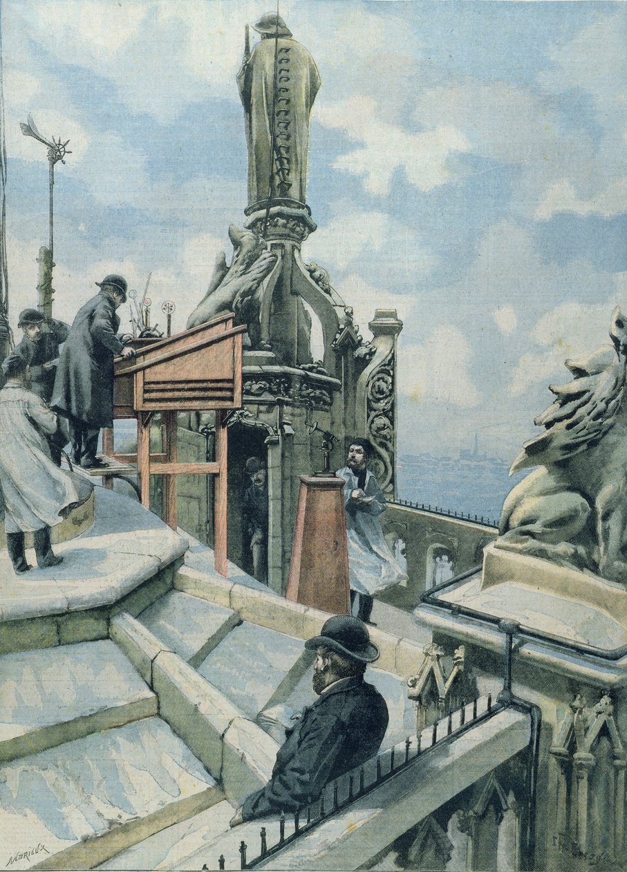 Meteorologisk observatorium på Tour St. Jacques, illustration fra Le Petit Parisien, 20. november 1902 af French School