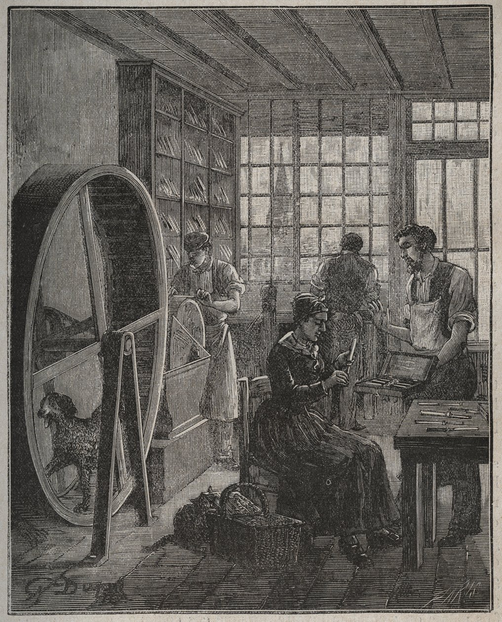 Metier og håndværker: en bestikbutik i provinsen i det 19. århundrede. Indgravering fra 1885 i "" Les arts et metiers illustres"" af Adolphe BITARD. af French School