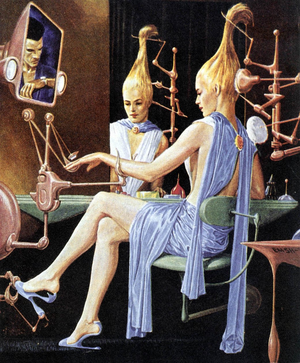 Miladys Boudoir, futuristisk illustration af French School
