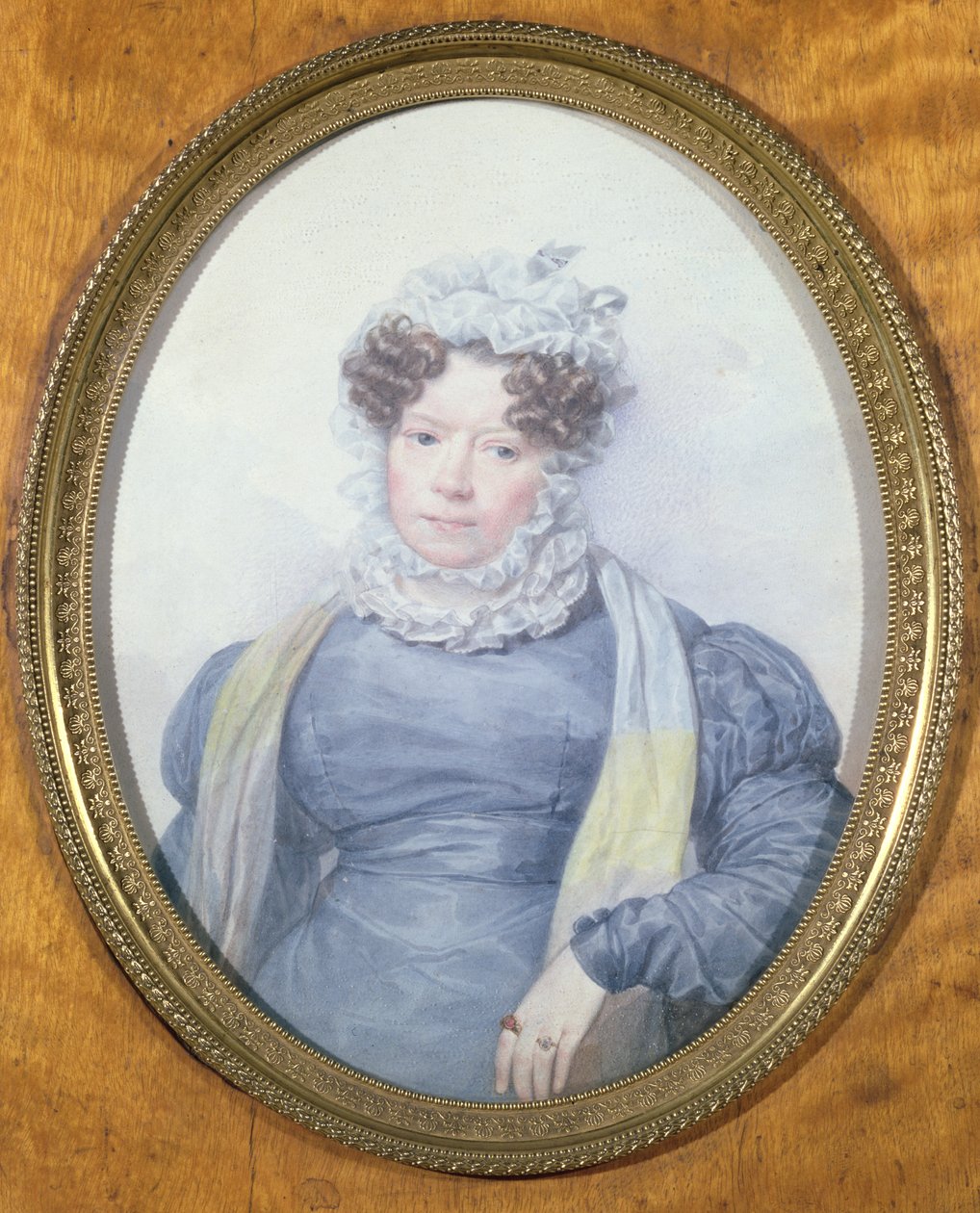 Miniatureportræt af Madame Swetchine (1782-1857) (wc på papir) af French School