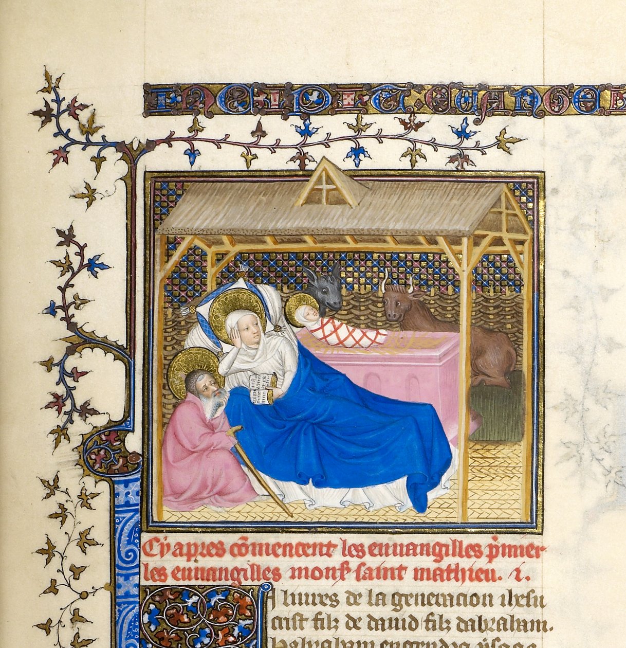 Miniature med Kristi fødsel, ca. 1403-1404 (detalje af BL6425489) af French School