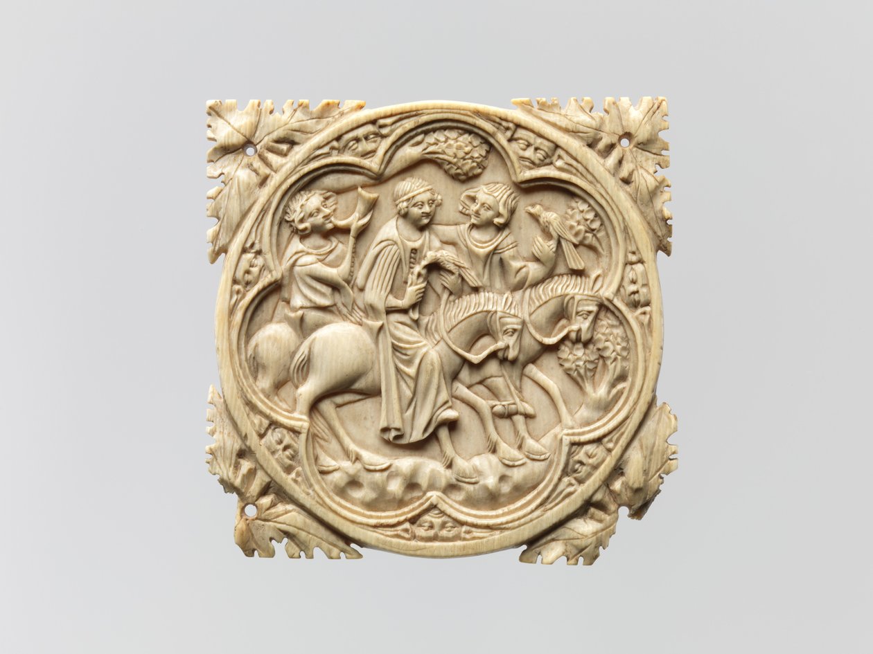 Spejlkasse med Falconing Party, 1330–60 af French School