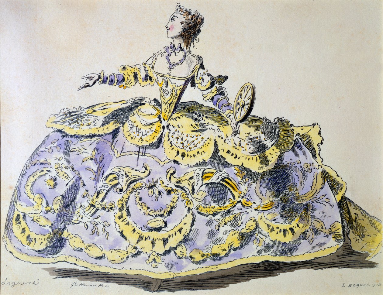 Miss Laguerre as Fortune, faksimile af A. Guillaumot fils (håndkoloreret gravering) af French School