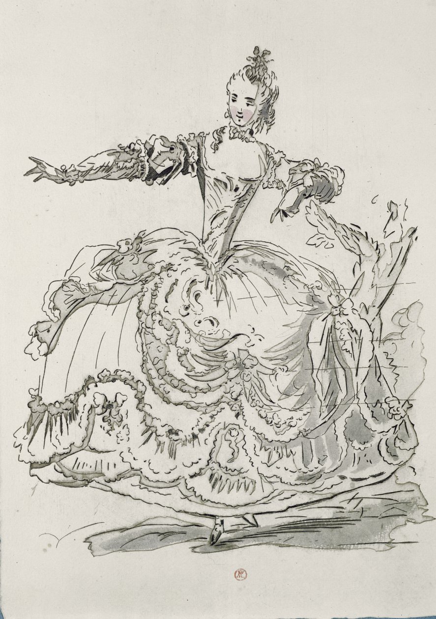 Miss Puvigne som den levende statue, i Pygmalion, en libretto af Lamotte, komponeret af Jean-Philippe Rameau (1683-1764) 1748 (farvegravering) af French School