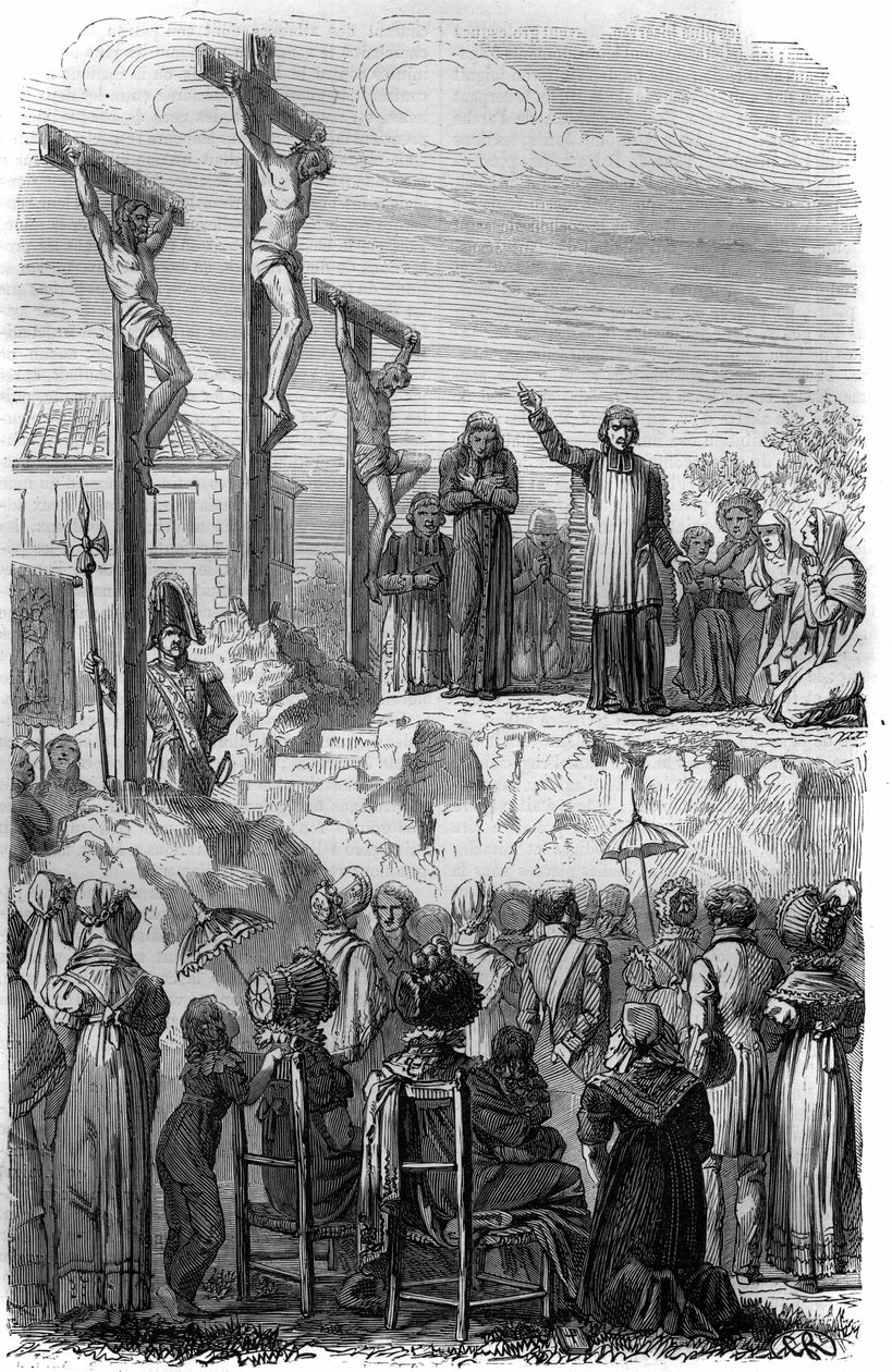 Missioner organiseret af jesuiterne i Frankrig i det 19. århundrede. Indgravering i "Histoire des Papes-Rois-Queen and Empereurs a travers les centuries"" af Maurice Lachatre af French School