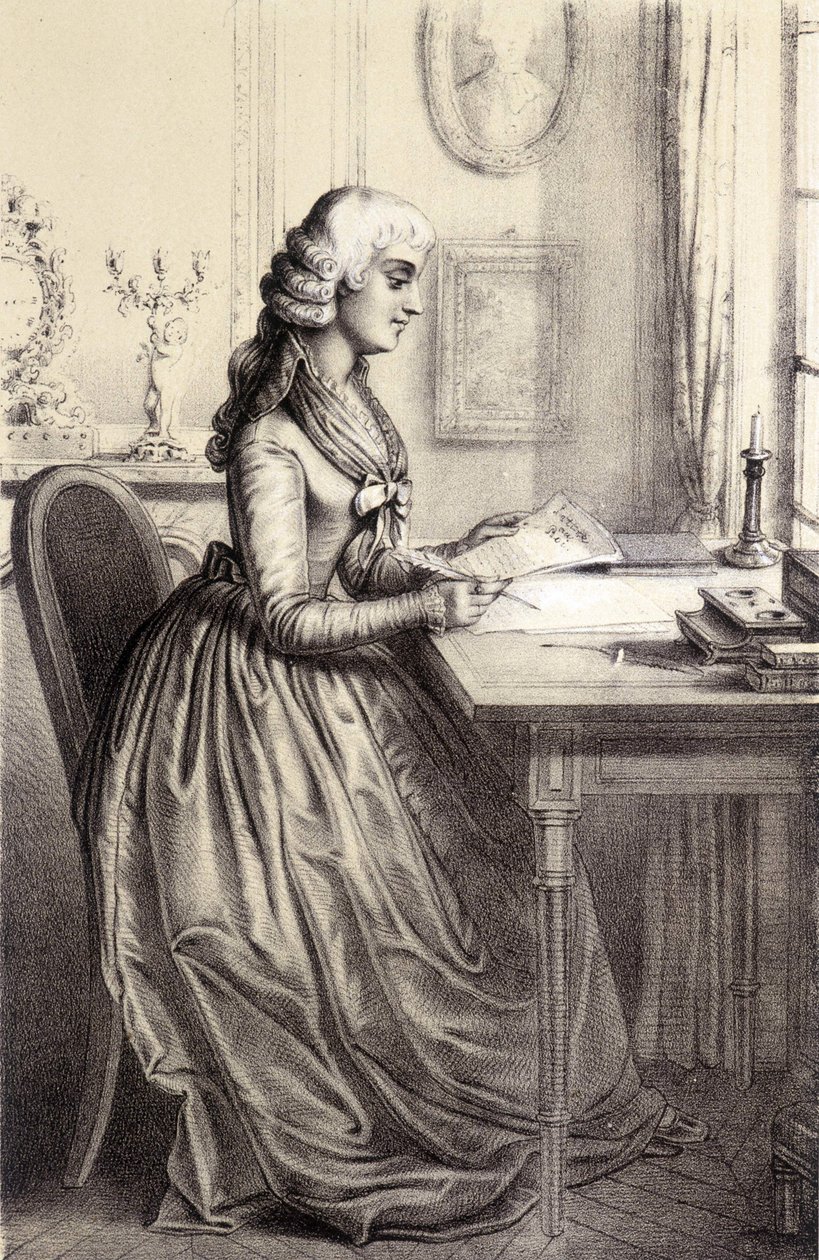 Mme Roland (1754 - 1793) - i "Historical Gallery of the French Revolution" af Alber Maurin af French School