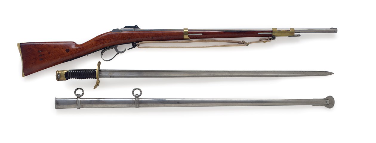 Model 1854 Pinfire Fusil Lance de Cent-Gardes med knappe sværd-bajonet, ca. 1856 af French School