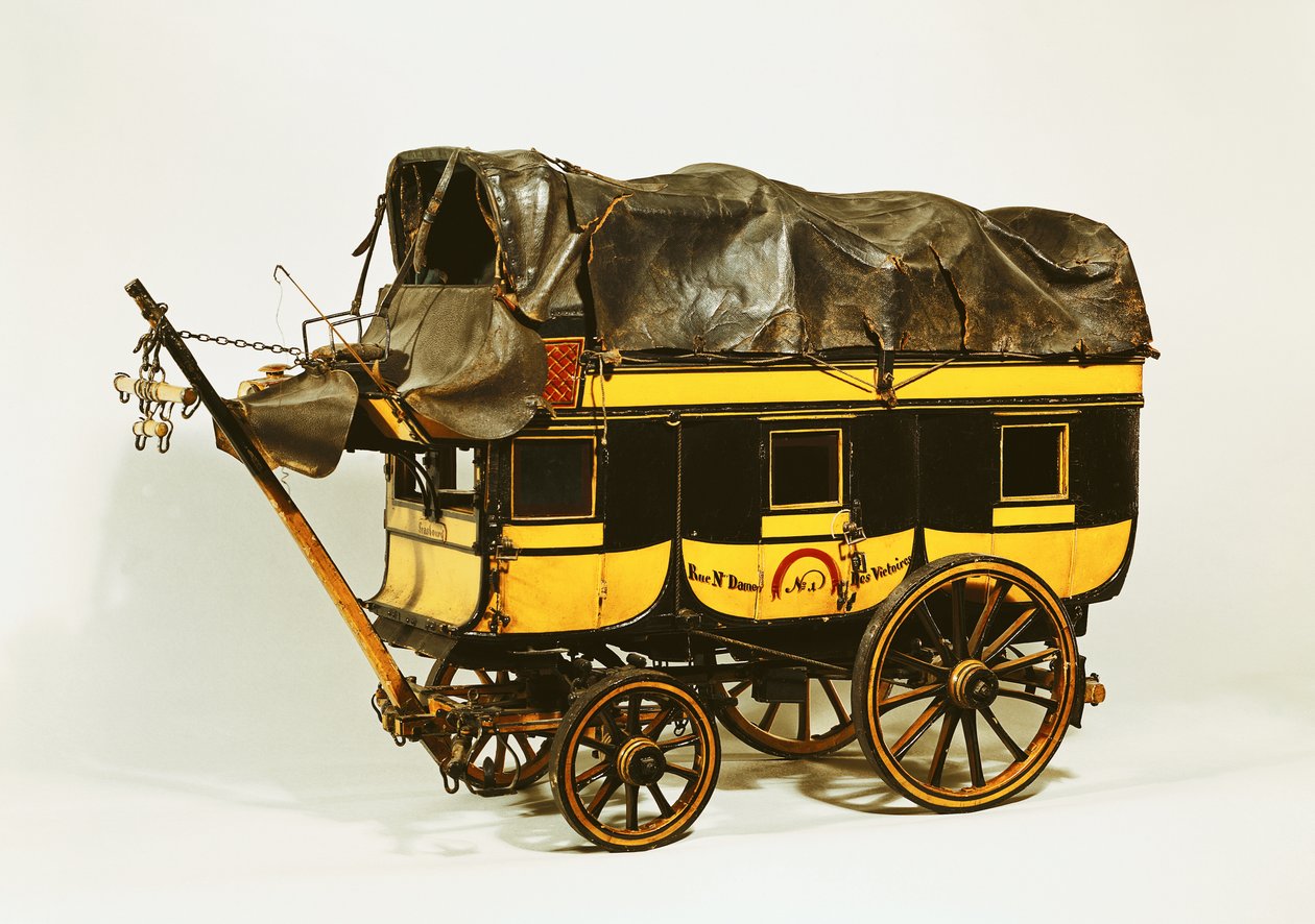 Model af en omnibus med fyrre sæder (malet træ) af French School