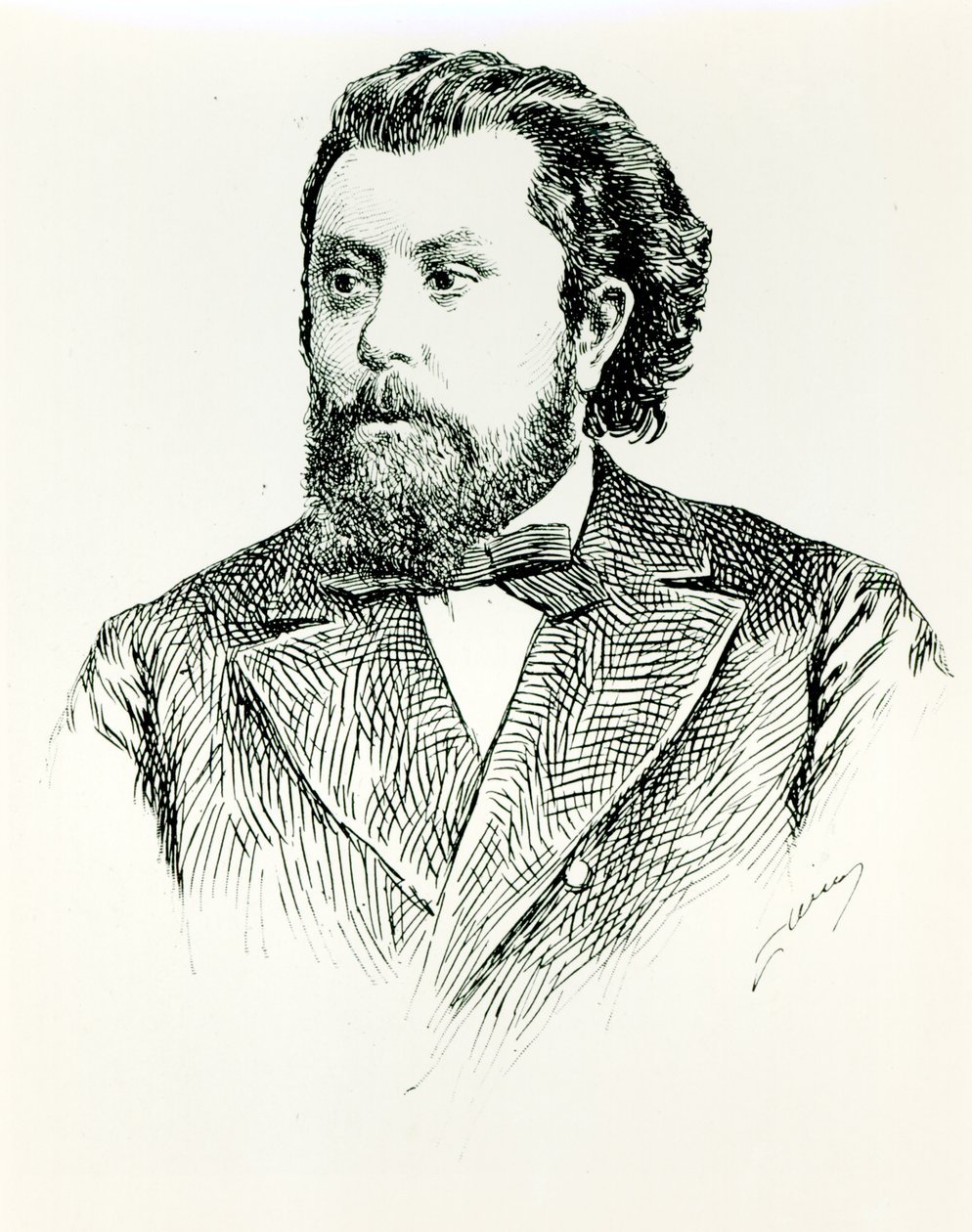 Modest Petrovich Moussorgsky (1835-81), illustration fra LHistoire de la Musique en Russie af Albert Soubies, udgivet i Paris, 1898 af French School