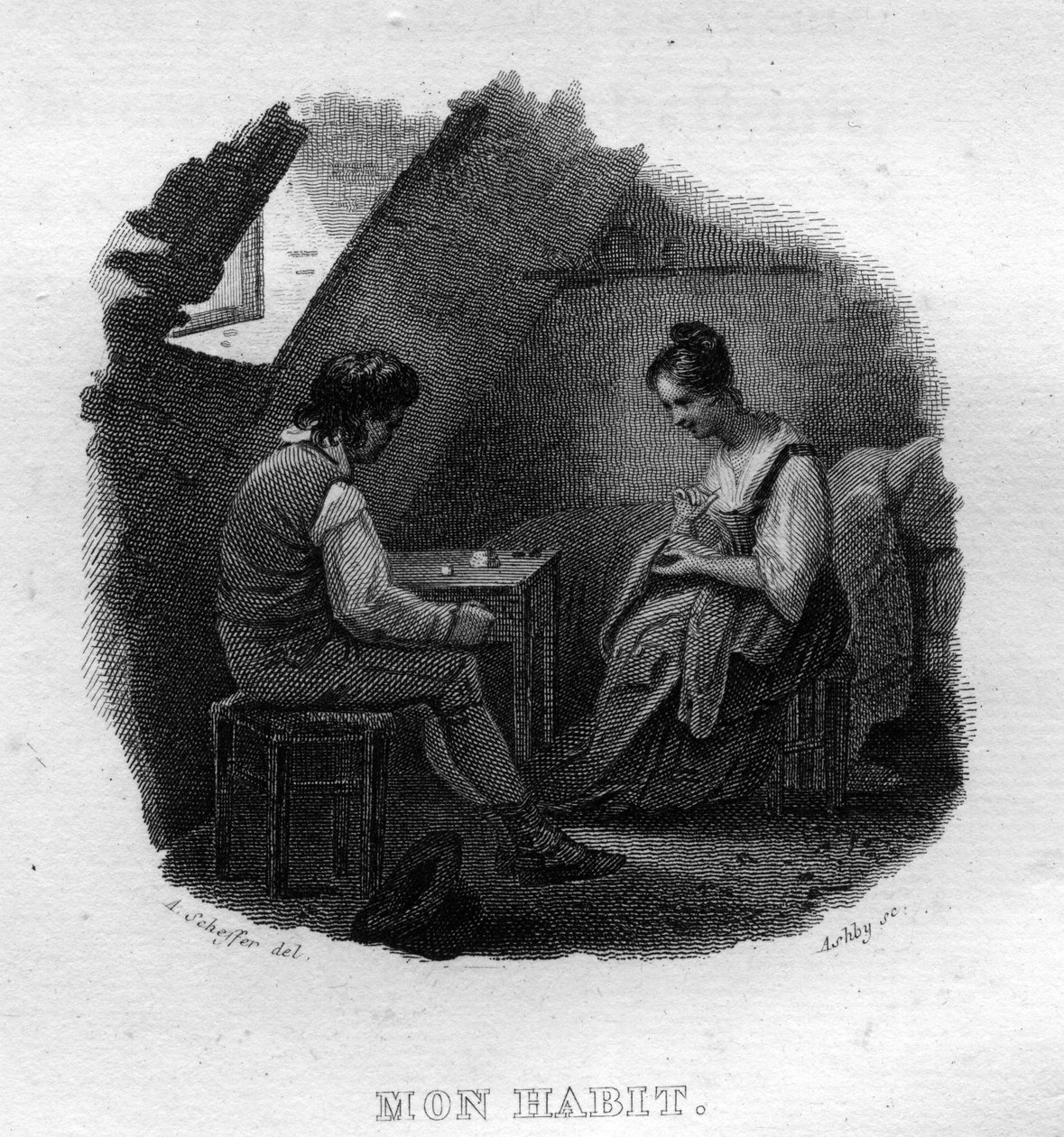 Mon habit Chanson de Beranger i "" Oeuvres completes"" (1834) af Pierre Jean de Beranger (1780-1857), fransk digter og sangskriver. af French School
