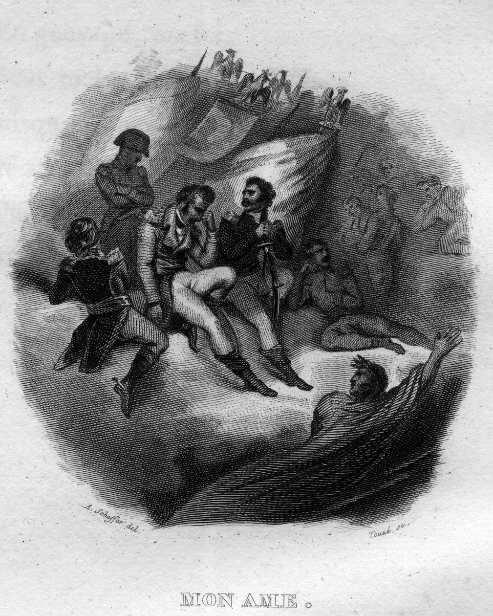 Mon soul Chanson de Beranger i ""Oeuvres completes"" (1834) af Pierre Jean de Beranger (1780-1857), fransk digter og sangskriver. af French School